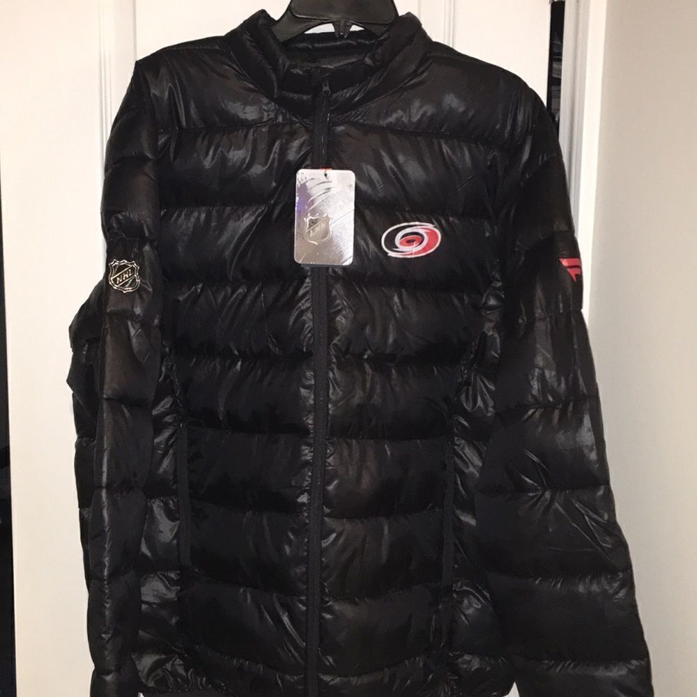 New Black Carolina Hurricanes Puffy Puffer NHL Insulated Parka Jacket Coat XL/L